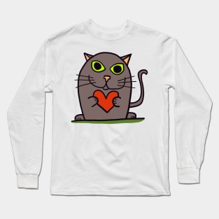 cat with heart Long Sleeve T-Shirt